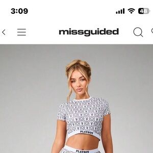 Missguided White Patterned Crop Top